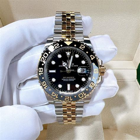 rolex mens gmt master ii two-tone black dial watch|gmt master 2 price.